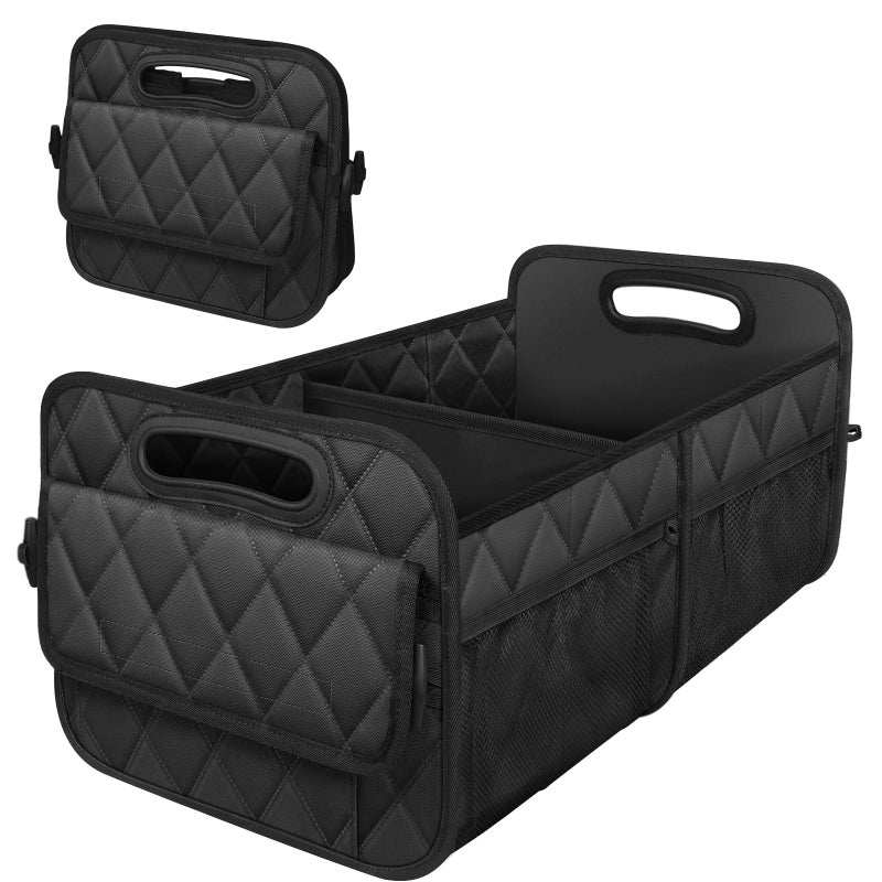 Deosk Car Trunk Organizer and Storage with 6 Big Pockets Waterproof Polyester Trunk Organizer for SUV Minivan Truck Large Black