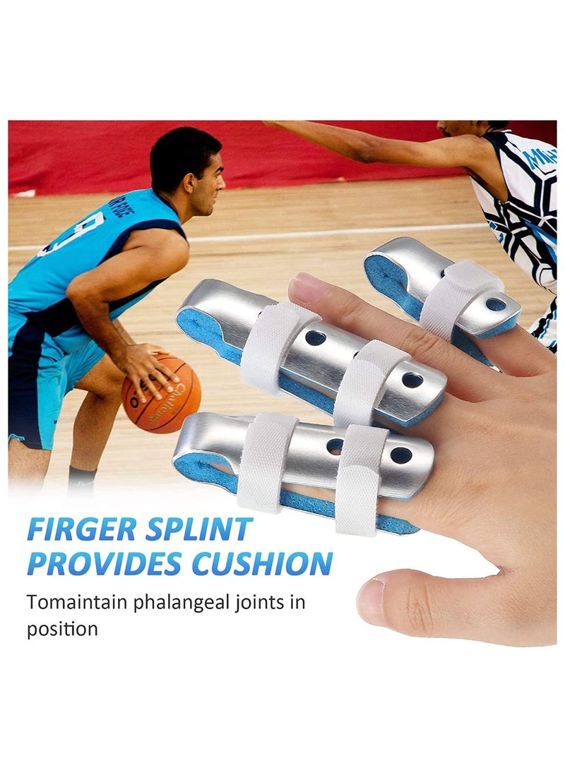SYOSI 3 Pieces Finger Splints,  Metal Finger Support Finger Stabilizer in 3 Sizes and 20 Pieces Finger Sleeves Protectors Thumb Brace Support Elastic Compression Protector for Sports - Image 5