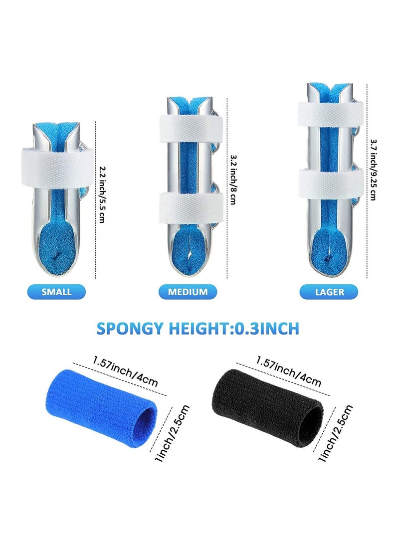 SYOSI 3 Pieces Finger Splints,  Metal Finger Support Finger Stabilizer in 3 Sizes and 20 Pieces Finger Sleeves Protectors Thumb Brace Support Elastic Compression Protector for Sports - Image 2