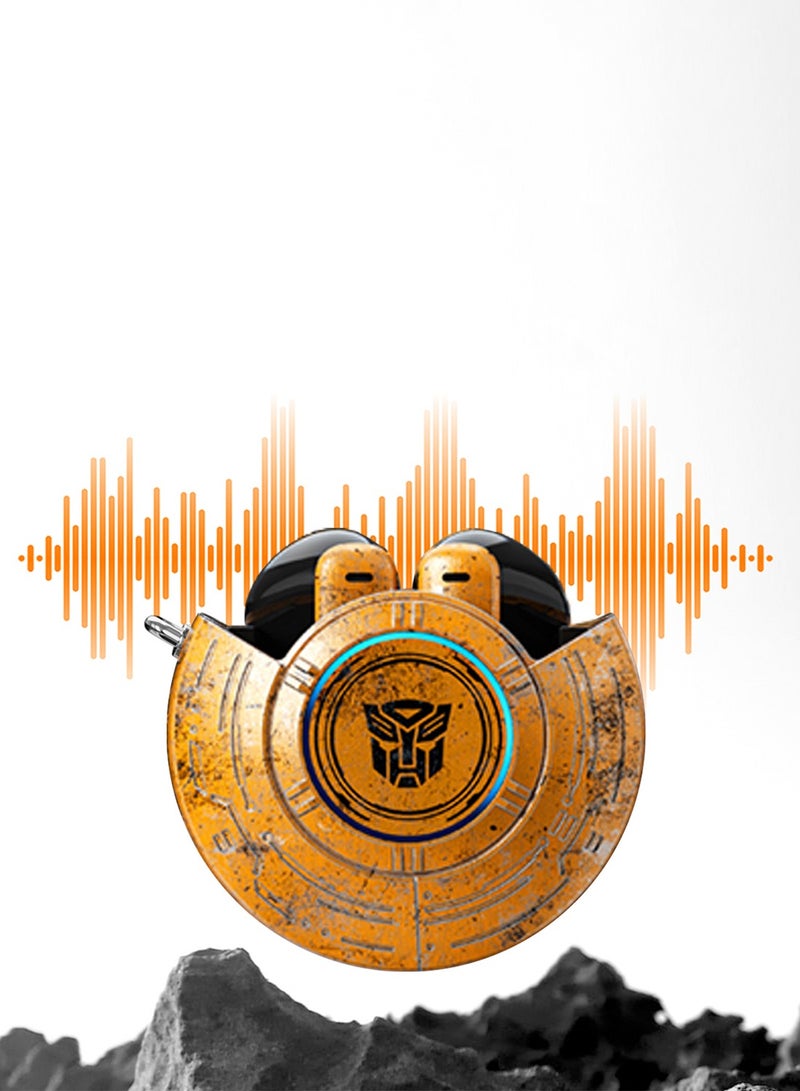 TRANSFORMERS TF-T31 TWS Earphones with Bluetooth 5.4, Environmental Noise Cancellation, 25-Hour Battery Life, AAC/SBC Audio, Ergonomic Fit, and Type-C Fast Charging - Yellow - Image 2