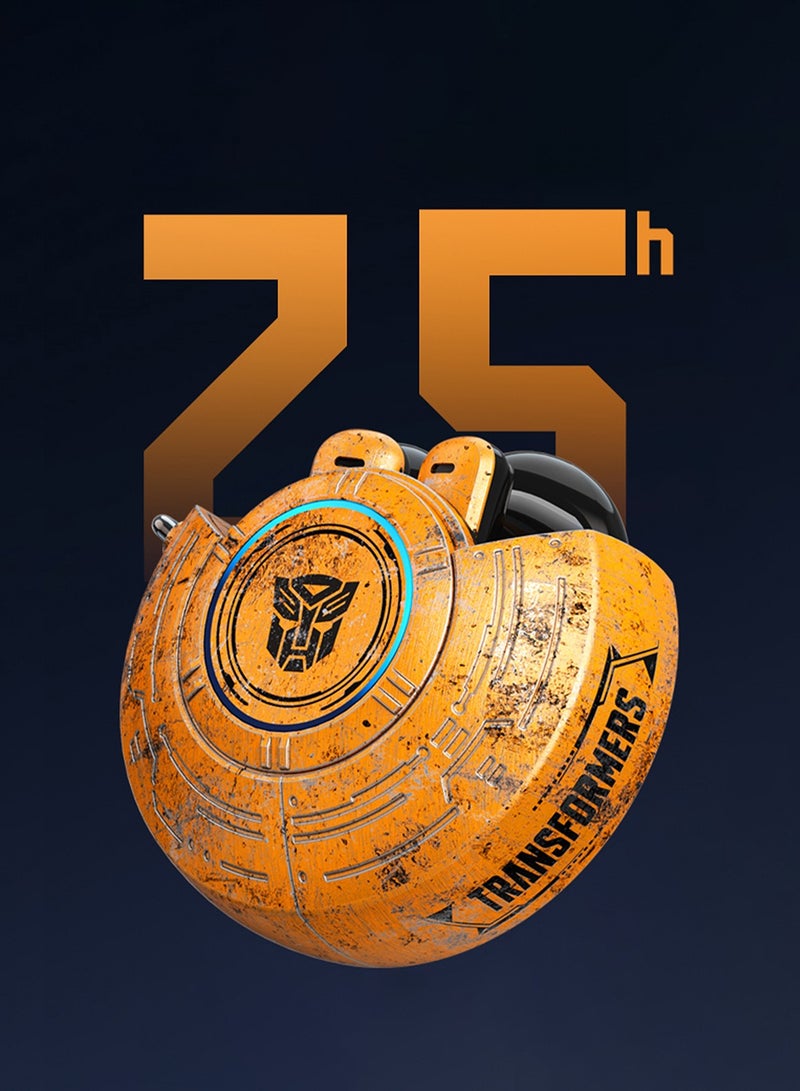 TRANSFORMERS TF-T31 TWS Earphones with Bluetooth 5.4, Environmental Noise Cancellation, 25-Hour Battery Life, AAC/SBC Audio, Ergonomic Fit, and Type-C Fast Charging - Yellow - Image 3