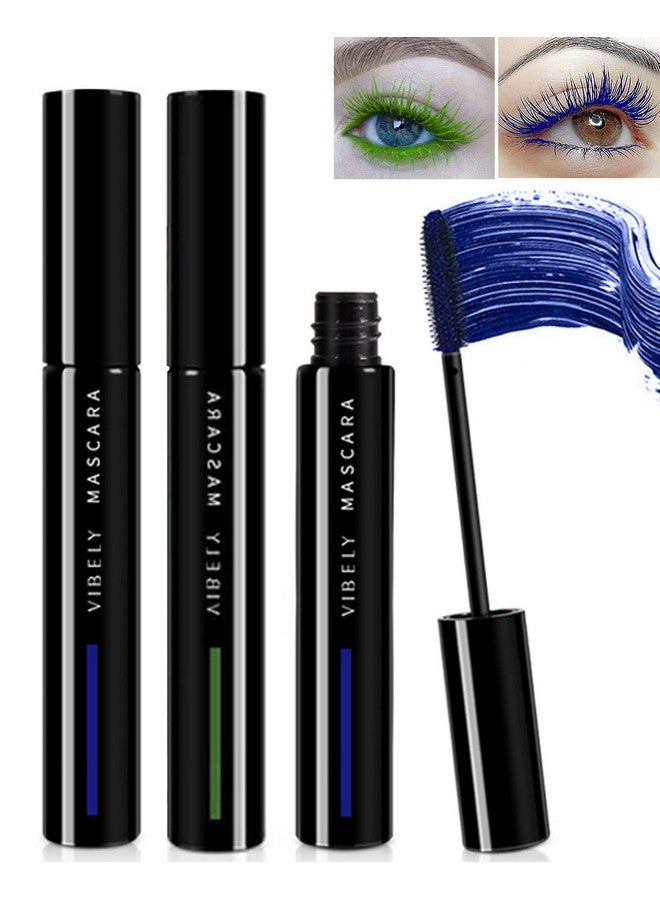 فايبلي ماسكارا زرقاء مخضرة للرموش - قطعتان، تدوم طويلاً، مقاومة للماء، بتصميم عيون القطة، تمنح الرموش كثافةً وطولاً وجاذبيةً وتجعيداً، مثالية للحفلات والمناسبات، ومكياج الكريسماس للنساء والفتيات - Image 1