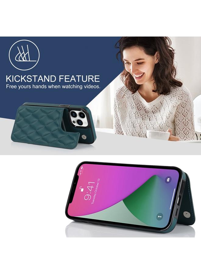 زبون جراب لهاتف iPhone 12 Pro Max مصنوع من جلد البولي يوريثان مع مشبك مزدوج على شكل معين - Image 4