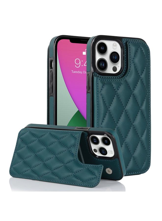 زبون جراب لهاتف iPhone 12 Pro Max مصنوع من جلد البولي يوريثان مع مشبك مزدوج على شكل معين - Image 1