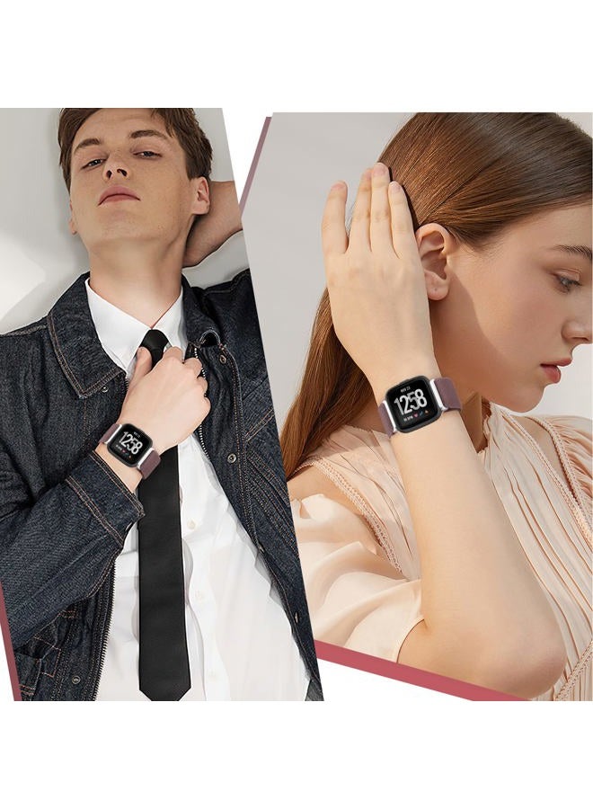 ShuYo 4 Pack Elastic Nylon Bands Compatible with Fitbit Versa & Versa Lite & Versa 2 & Versa SE for Women Men, Adjustable Soft Stretchy Breathable Replacement Straps for Fitbit Versa Smartwatch - Image 5