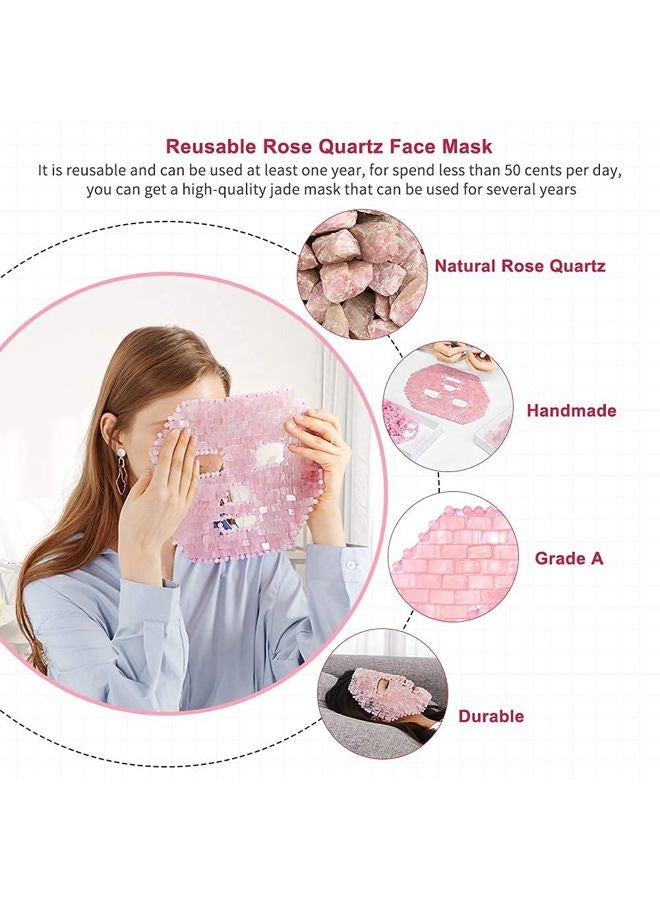 ideayard Jade Facial Mask｜100% All Natural Jade Sleep Mask｜Diminish Puffiness｜Soothe Eye Fatigue｜Pink Rose Quartz - Image 3