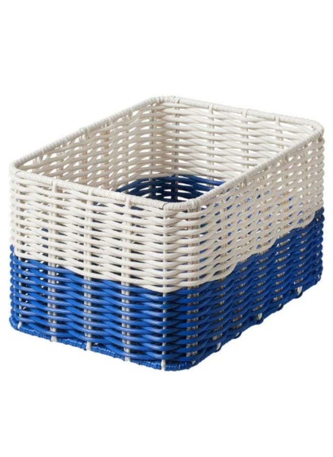 IKEA (IKEA) Basket, white/blue, 18x25x14 cm  - Image 1