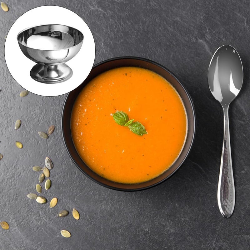 Cabilock Stainless Steel Ice Cream Bowl Metal Pudding Cups Salad Dessert Holder Snack Fruit Candy Container for DIY Ice Cream Parfait Banana Pudding 10X10CM - Image 2
