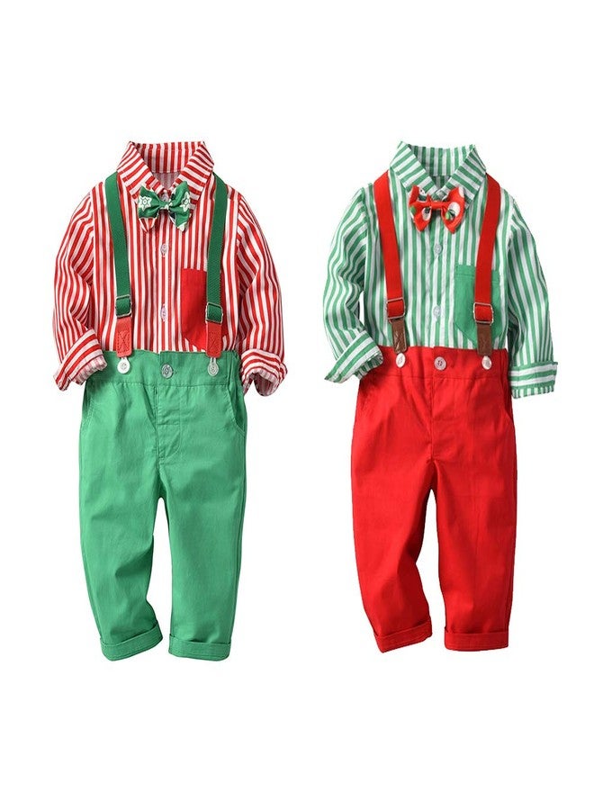 XIFAMNIY Baby Boys Christmas Gentleman Outfit 3Pcs Pants and Top Sets Newborn (R-G, 9-12Months) - Image 5