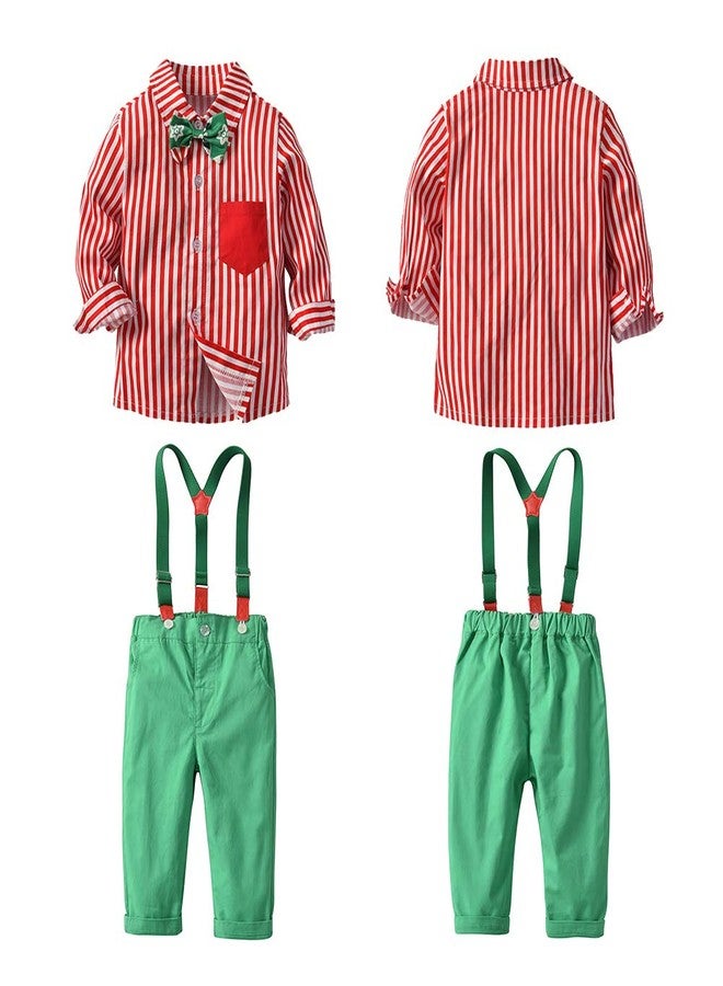 XIFAMNIY Baby Boys Christmas Gentleman Outfit 3Pcs Pants and Top Sets Newborn (R-G, 9-12Months) - Image 2