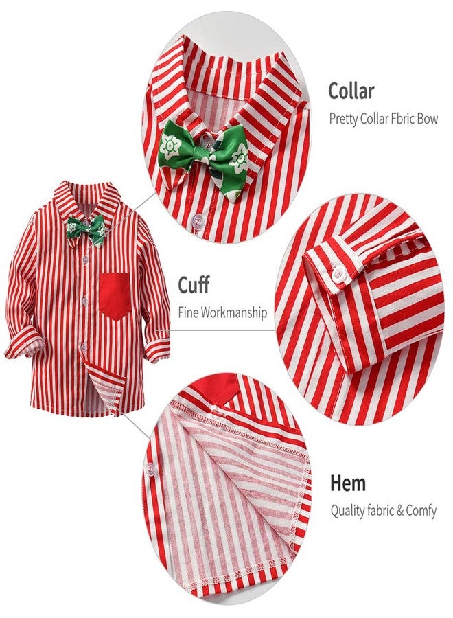XIFAMNIY Baby Boys Christmas Gentleman Outfit 3Pcs Pants and Top Sets Newborn (R-G, 9-12Months) - Image 3