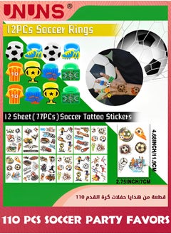 UNUNS 110 Pcs Soccer Party Favors Set,Football Slap Bracelet Stickers Silicone Ring Keychain Tattoo Stickers Whistle Soccer Kits,Sports Party Favors For Boys Girls,Birthday Goodie Gifts Bags Decor  - Image 4