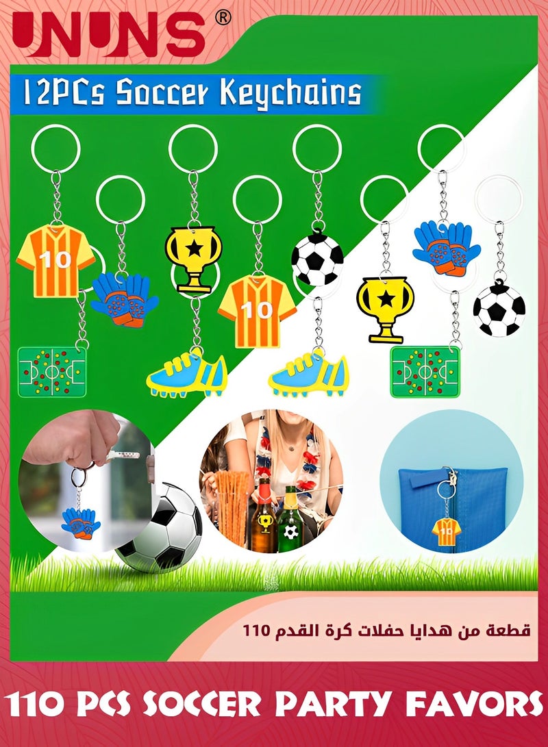 UNUNS 110 Pcs Soccer Party Favors Set,Football Slap Bracelet Stickers Silicone Ring Keychain Tattoo Stickers Whistle Soccer Kits,Sports Party Favors For Boys Girls,Birthday Goodie Gifts Bags Decor  - Image 5