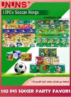UNUNS 110 Pcs Soccer Party Favors Set,Football Slap Bracelet Stickers Silicone Ring Keychain Tattoo Stickers Whistle Soccer Kits,Sports Party Favors For Boys Girls,Birthday Goodie Gifts Bags Decor  - Image 3