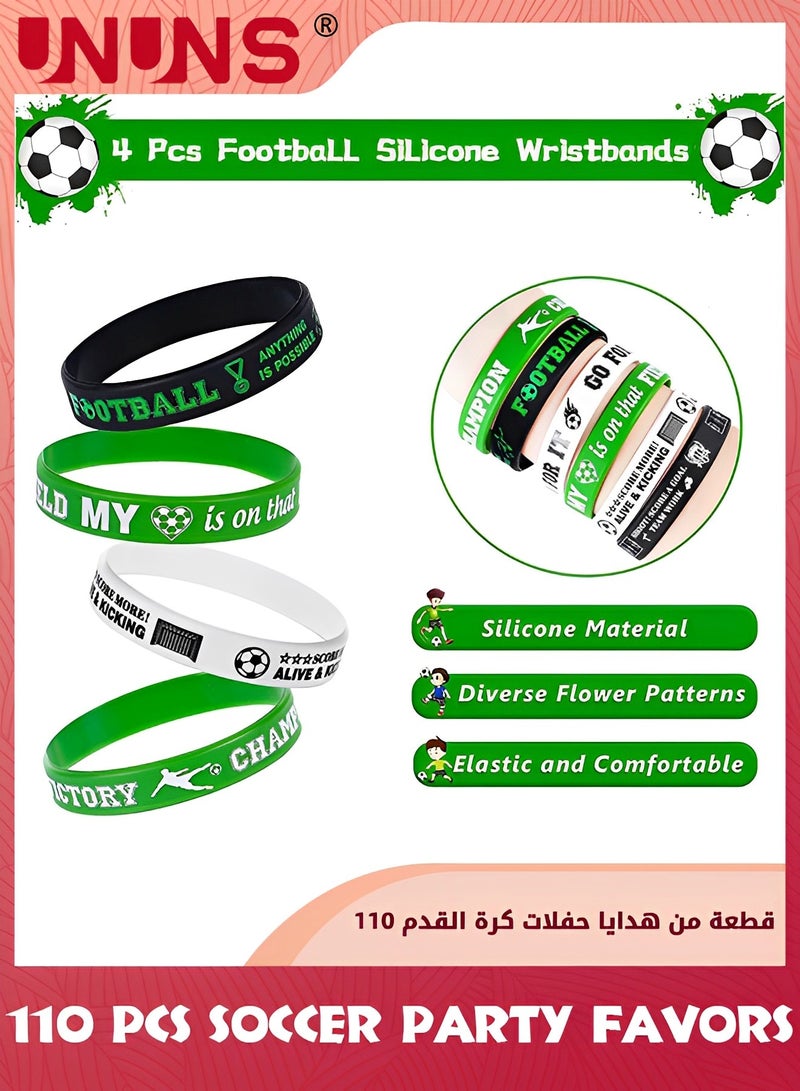 110 Pcs Soccer Party Favors Set,Football Slap Bracelet Stickers Silicone Ring Keychain Tattoo Stickers Whistle Soccer Kits,Sports Party Favors For Boys Girls,Birthday Goodie Gifts Bags Decor