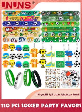 110 Pcs Soccer Party Favors Set,Football Slap Bracelet Stickers Silicone Ring Keychain Tattoo Stickers Whistle Soccer Kits,Sports Party Favors For Boys Girls,Birthday Goodie Gifts Bags Decor - pzsku/Z59DBA88E7E533445314AZ/45/1746509354/c5a02f54-fd47-4bc4-9b33-47adea8853ee