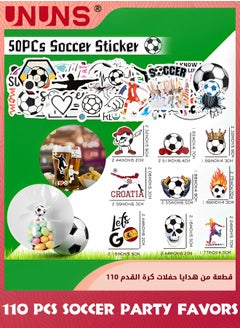 UNUNS 110 Pcs Soccer Party Favors Set,Football Slap Bracelet Stickers Silicone Ring Keychain Tattoo Stickers Whistle Soccer Kits,Sports Party Favors For Boys Girls,Birthday Goodie Gifts Bags Decor  - Image 2