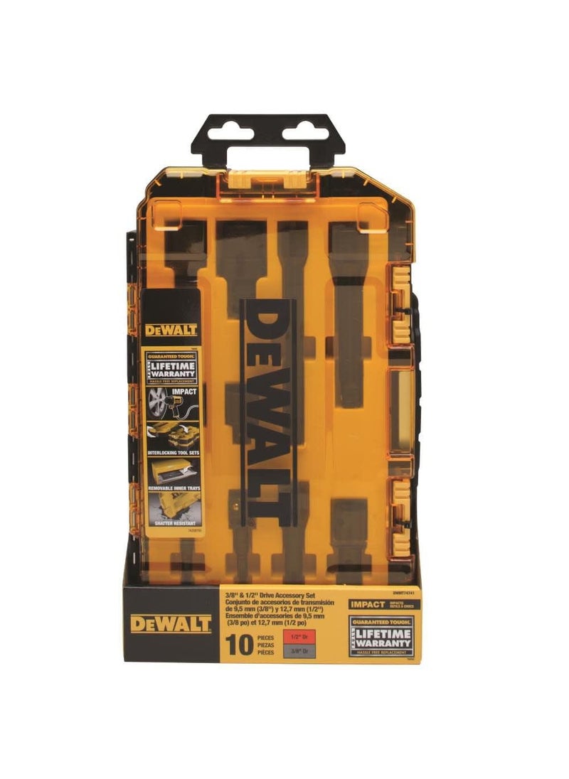 DEWALT DEWALT Impact Driver Socket Set with Impact Extensions and Drill Adapters, Metric, 10-Piece, 3/8" and 1/2" Drive (DWMT74741)  - Image 2
