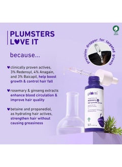 Plum Hair Growth Serum | With Rosemary, 3% Redensyl, 4% Anagain, 3% Baicapil, & Ginseng Extract | Reduces Hairfall, Boosts Hair Growth, Improves Hair Density |For Men & Women | 30Ml  - Image 2
