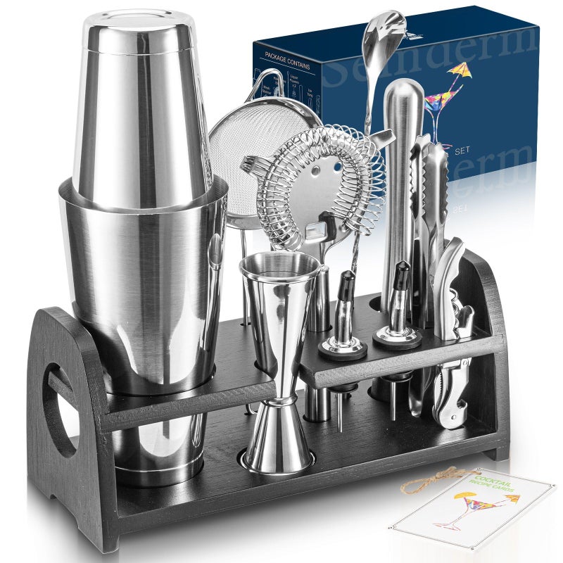 Semderm مجموعة خلط الكوكتيل سميدروم برو طقم شاكر بارتيندر من الفولاذ المقاوم للصدأ السميك مجموعة شاكر بوسطن طقم كوكتيل طقم بار طقم بارتيندينغ طقم بار أدوات بارتيندر للبار المنزلي الحفلات