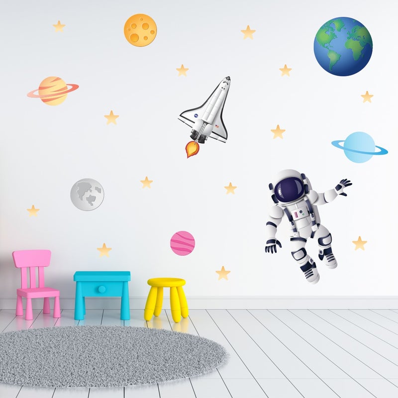 Tilki Dünyası Fox World Astronaut in Space Space Shuttle Planets and Stars 