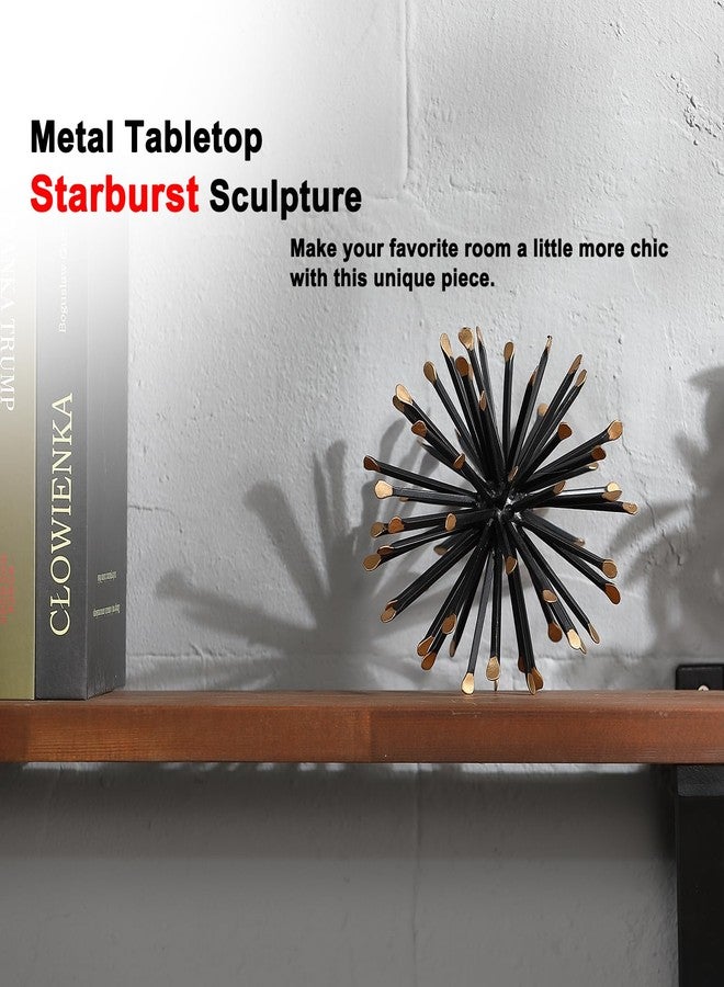 Retrome 6.5 Inch Starburst Table Decoration, Modern Metal Decorative Spike Tabletop Sculpture Shelf Accents, Black & Gold - Image 5
