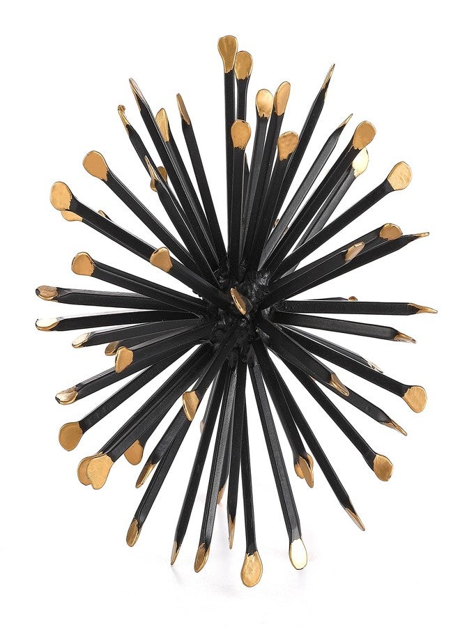 Retrome 6.5 Inch Starburst Table Decoration, Modern Metal Decorative Spike Tabletop Sculpture Shelf Accents, Black & Gold - Image 2