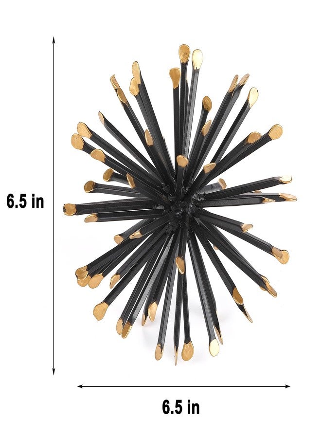 Retrome 6.5 Inch Starburst Table Decoration, Modern Metal Decorative Spike Tabletop Sculpture Shelf Accents, Black & Gold - Image 4