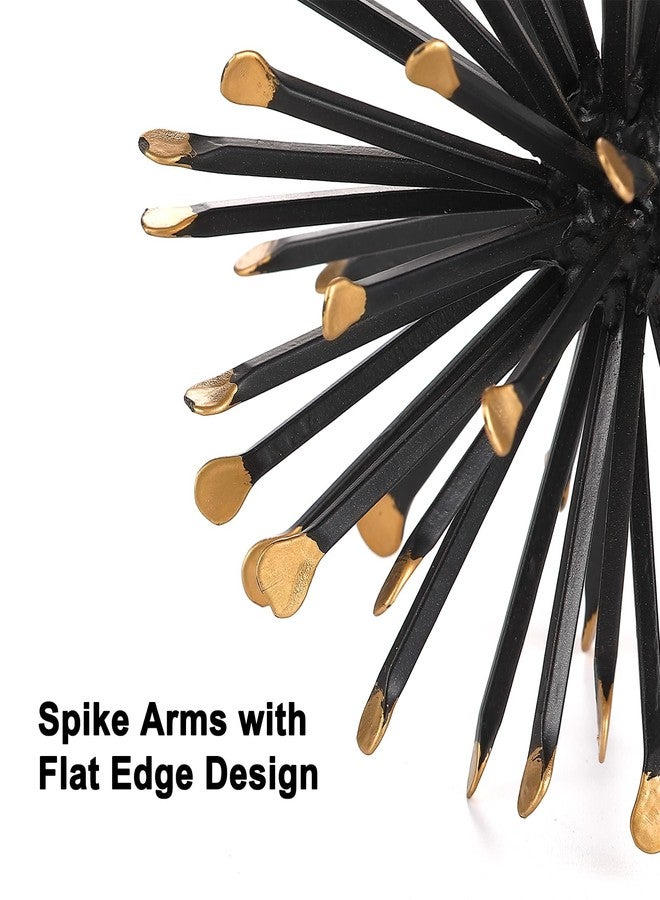 Retrome 6.5 Inch Starburst Table Decoration, Modern Metal Decorative Spike Tabletop Sculpture Shelf Accents, Black & Gold - Image 3