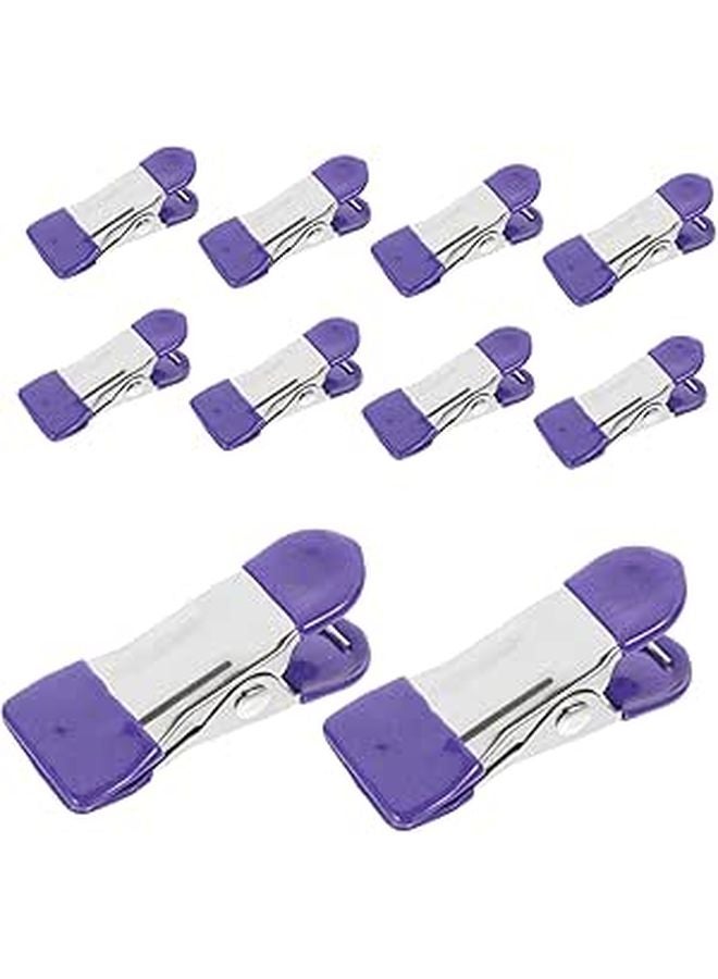 Heavy Duty 10 Pack Purple Clothespins For Outdoor Hanging And Food Bag Clips - Image 1