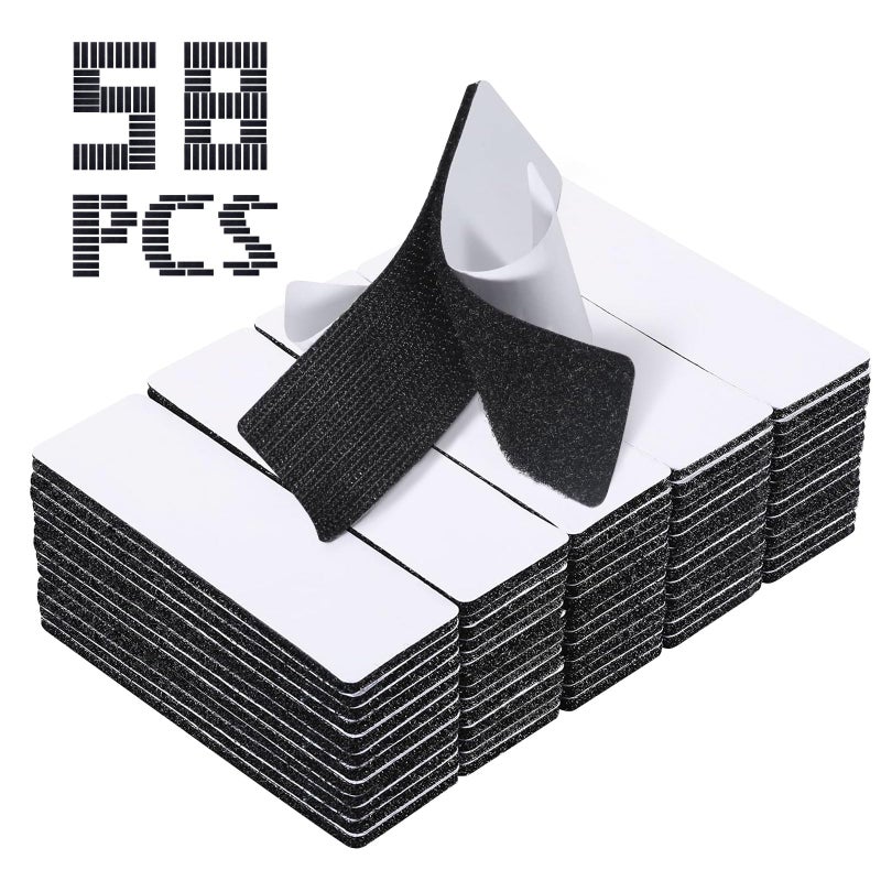 BlissfulBlend Hook and Loop Strips with Adhesive 1x4IN 58 Pairs/116 Strips,Hook and Loop Bulk Black Strong Sticky Back Fastener, Heavy Duty Double-Sided Adhesive Tape for Home Office School and Crafting - Image 1
