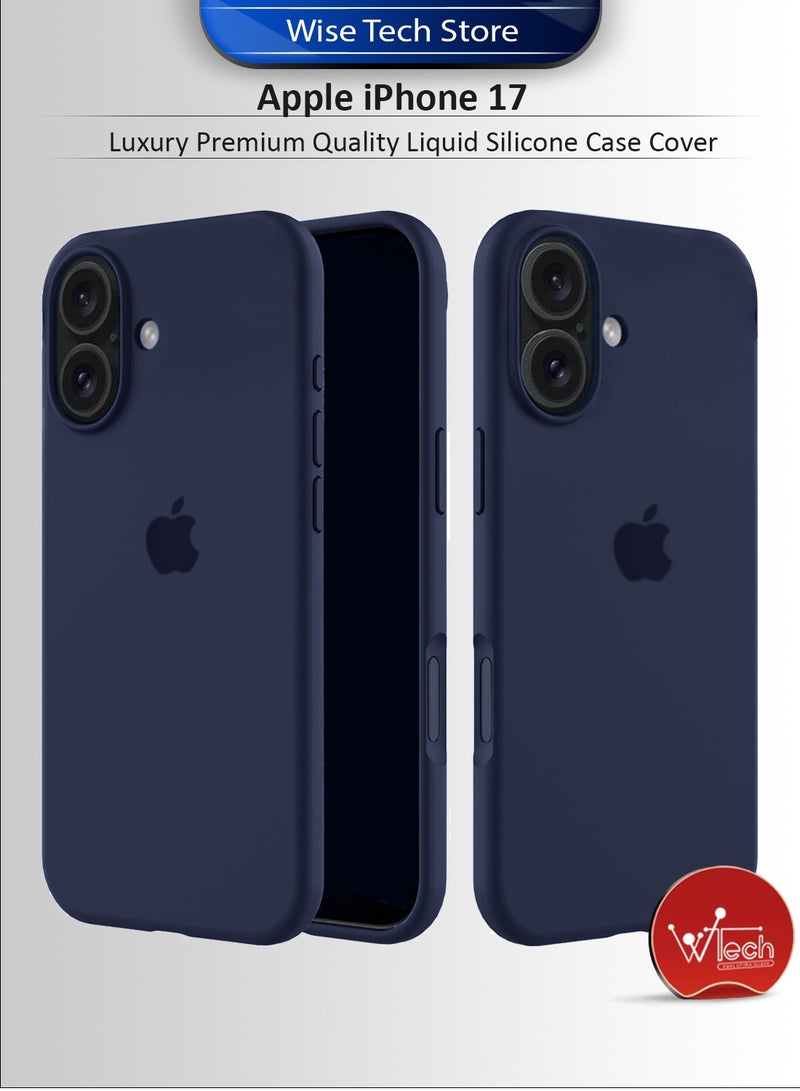 دبليو تيك أبل آيفون 17 5G 2025 غلاف غطاء سائل سيليكون فاخر عالي الجودة (MCRPSN) - أزرق عاصف - Image 1
