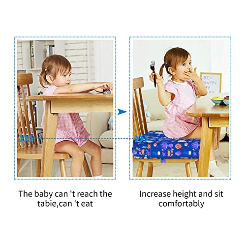 SMZCTYI Toddler Booster Seat for Dining Table Stronger Support NonSlip Bottom Double Safe Straps Booster Seat Dining Toddler Portable Travel Increasing Cushion Blue - Image 3