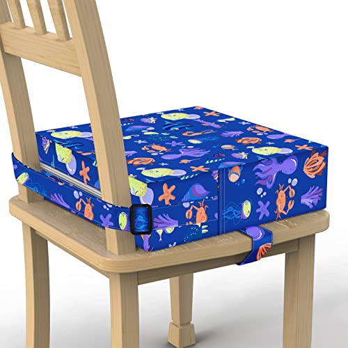 SMZCTYI Toddler Booster Seat for Dining Table Stronger Support NonSlip Bottom Double Safe Straps Booster Seat Dining Toddler Portable Travel Increasing Cushion Blue - Image 1
