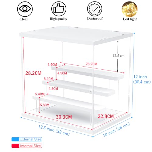 DuvinDD Acrylic Display Case with 4-Tier Figure Stand, Clear Lego Display Case with Door, Countertop Display Box for Action Figure Collectibles, Dustproof Acrylic Storage Organizer with Base, White - Image 5