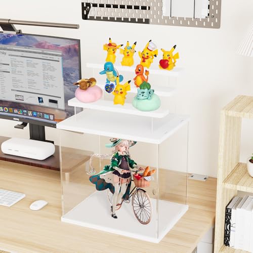DuvinDD Acrylic Display Case with 4-Tier Figure Stand, Clear Lego Display Case with Door, Countertop Display Box for Action Figure Collectibles, Dustproof Acrylic Storage Organizer with Base, White - Image 3