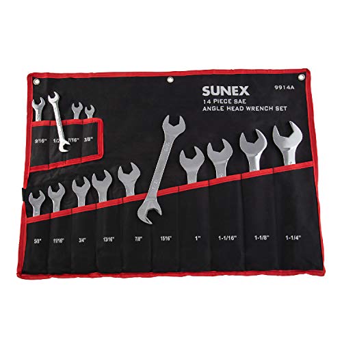 Sunex Tools Sunex 9914A 14 Piece Angle Head SAE Wrench Set FULL POLISH CRV