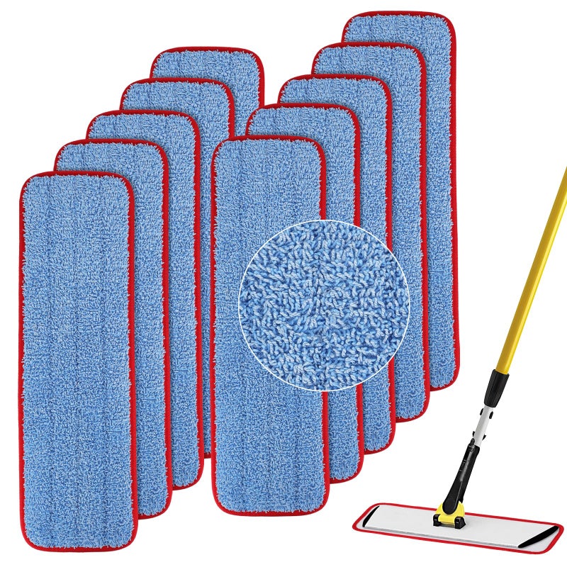 BeiLan Replacement Microfiber Pad for Rubbermaid Commercial 18.5 Inch Mop Head - 10 Pack Wet & Dry Commercial Cleaning Refills Reusable Mop Refills Fit for Any Microfiber Flat Mop System 18.5" - Image 1