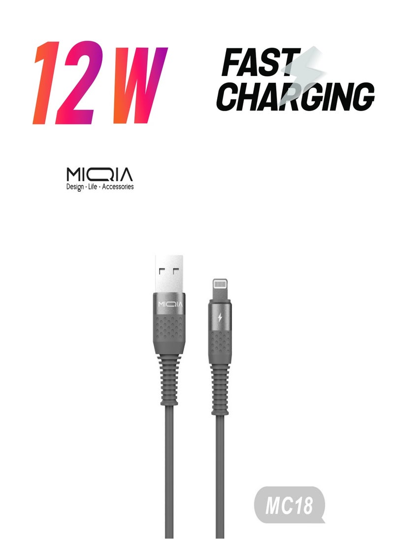 MIQIA Silicon Data Cable 2.4A Gray  - Image 1