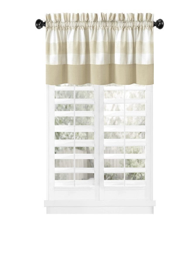 GoodGram Modern Country Farmhouse Bordered Plaid Buffalo Checkered Rod Pocket Window Valance - Assorted Colors (Linen) - Image 2
