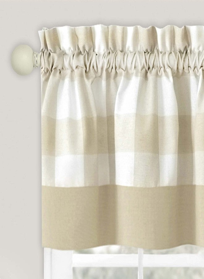 GoodGram Modern Country Farmhouse Bordered Plaid Buffalo Checkered Rod Pocket Window Valance - Assorted Colors (Linen) - Image 4
