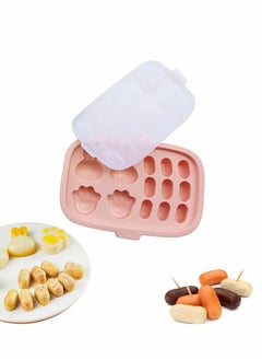 Excefore Food Tray Mold, Silicone Food Molds, Freezer Tray for Making Breastmilk Ice Pop, Homemade Kids Food Baking Tray for Sausage, 3 Different Shape Food Storage Container Food Mold with Lid  - Image 1