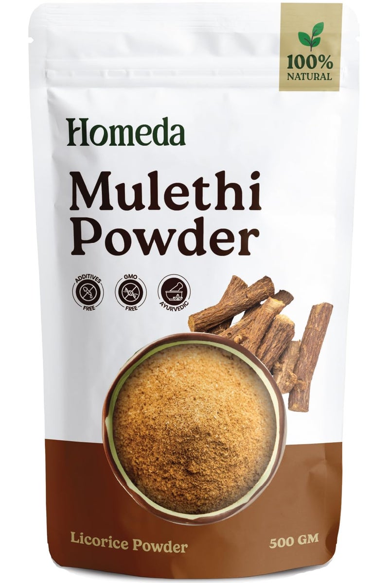 Homeda Mulethi Powder Organic for Face Pigmentation (500 Grams) Liquorice Powder for Eating Skin, Hair Growth Yashtimadhu Licorice Root Extract, Mulethi Stick, Athimathuram, Jeshthamadh - Image 1