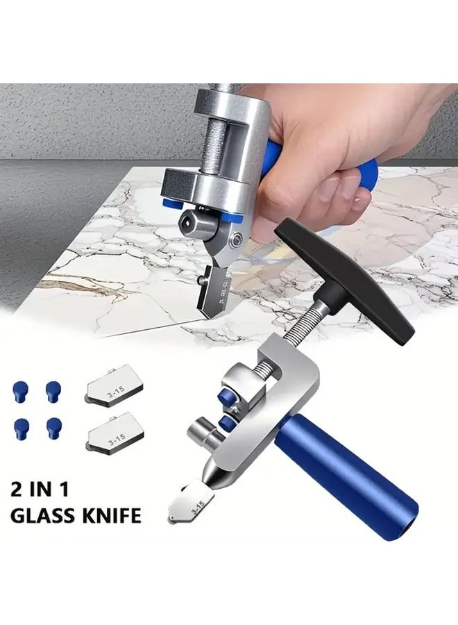 2 In 1 Manual Glass Ceramic Tile Cutter With Roller Wheel Blades Gaskets Silvery - Image 4