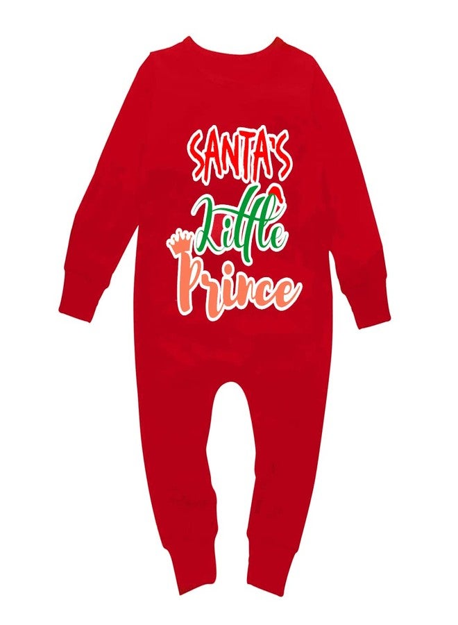 Mott2 New Year Special Red One Piece Coverall Unisex Baby Jumpsuit - Santa's Little Prince (Red, 9-12 Months) - Image 1