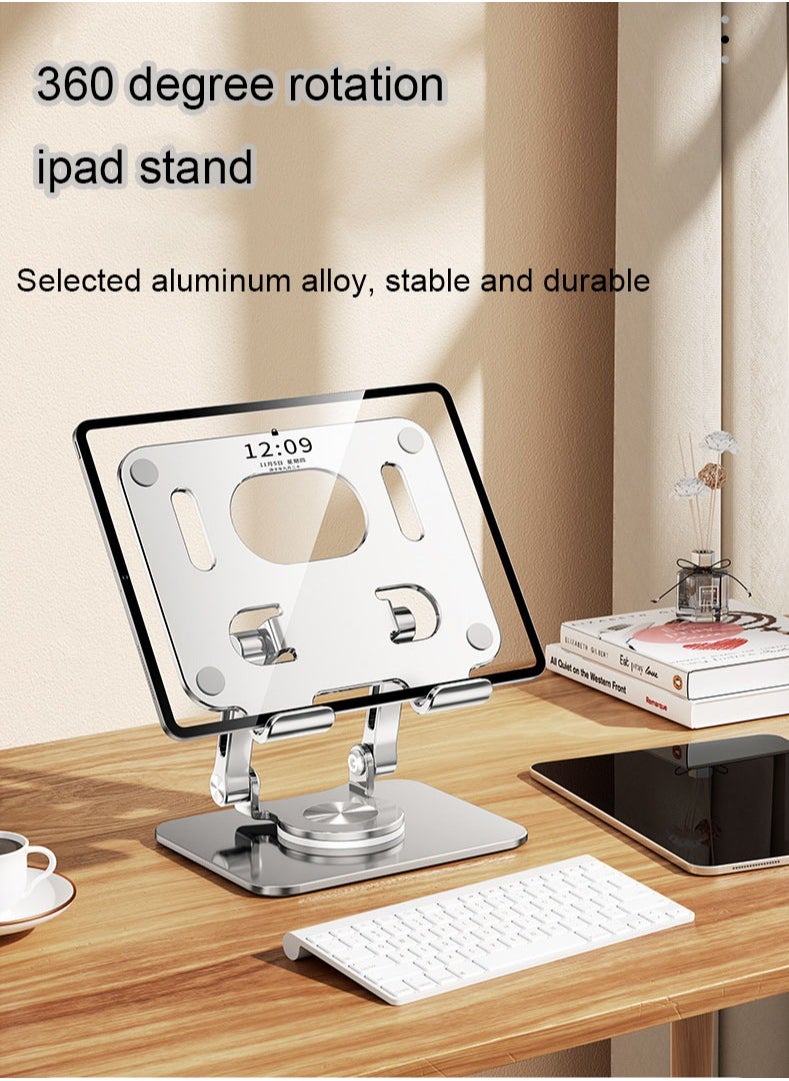 MissTiara - iPad Stand Swivel Tablet Stand for iPad with 360 Rotating Base, Foldable Adjustable Holder for Drawing, Compatible with iPad Pro/Air/Mini and More - Image 1