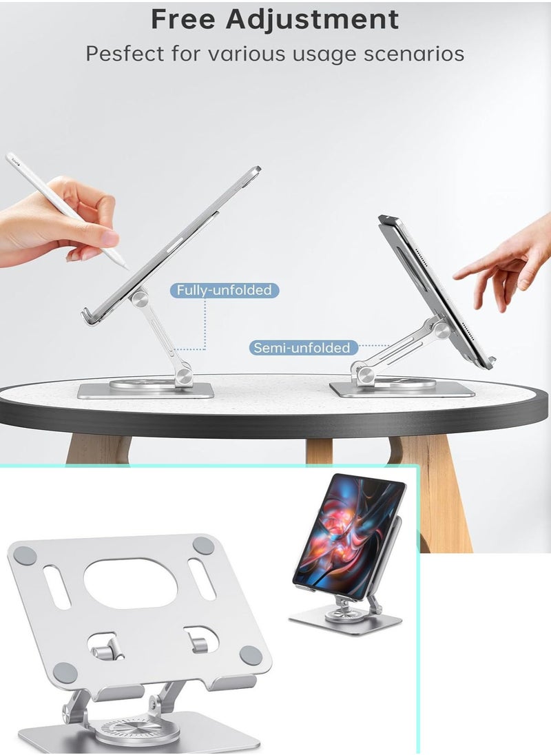 MissTiara - iPad Stand Swivel Tablet Stand for iPad with 360 Rotating Base, Foldable Adjustable Holder for Drawing, Compatible with iPad Pro/Air/Mini and More - Image 1