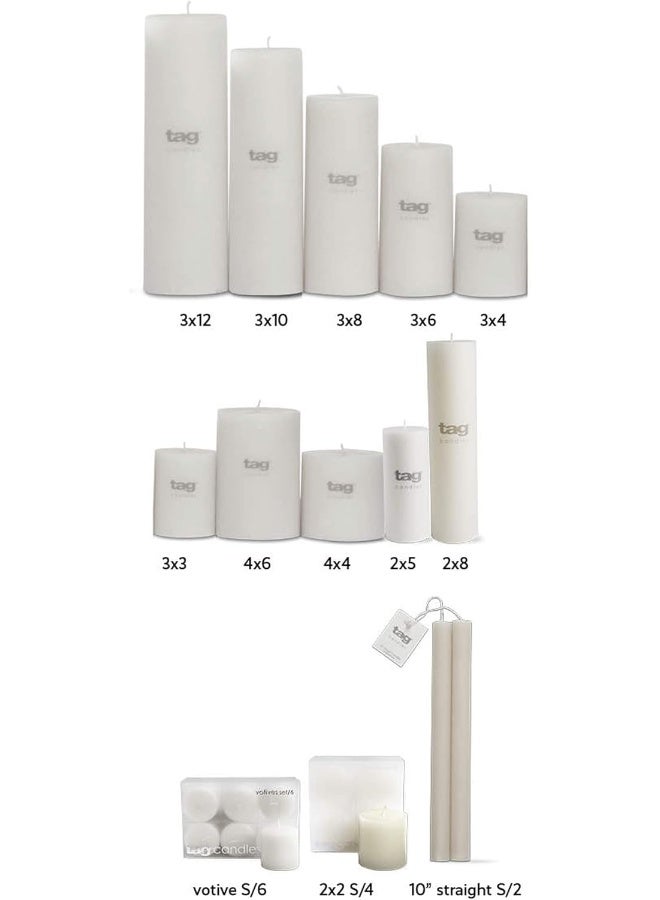 TAG Chapel 4X6 White Pillar Paraffin Wax Candle Unscented DripFree Long Burning 130 Hours For Home Decor Wedding Parties 4x6 White - Image 3