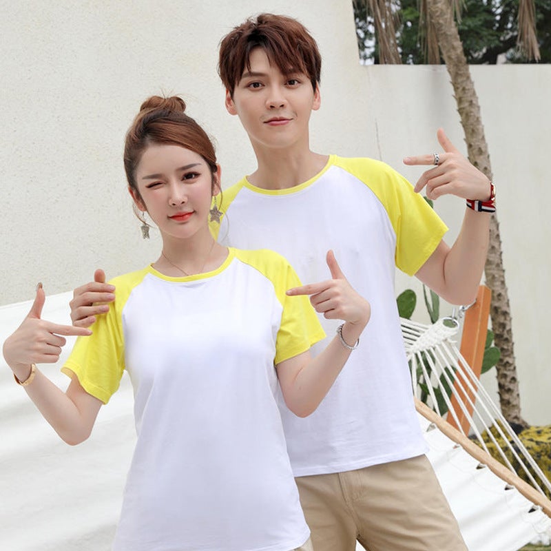 Summer Raglan Round Neck Color Matching Short-Sleeved T-Shirt Corporate Work Clothes Advertising Shirt Class Clothes T-Shirt Embroidered Printed Logo - Image 4