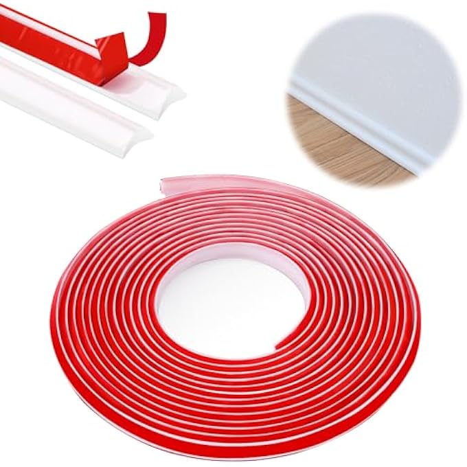 6M TPE QUADRANT TRIM 19.6FT FLEXIBLE PEEL AND STICK TRIM MOLDING WALL, CAULK STRIP MOULDING TRIM, WALL CORNER TRIM SELF ADHESIVE FOR TILE EDGE,CORNER,MIRROR IN WHITE (12MMX9MMX6M) - Image 1
